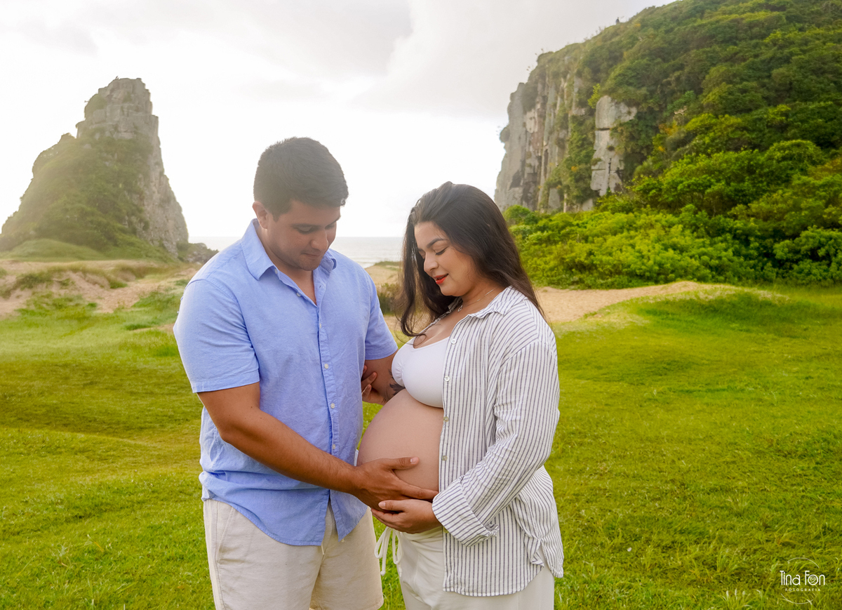 Tina fon fotografia, ensaio gestante+torres+nascer do sol+praia da guarita