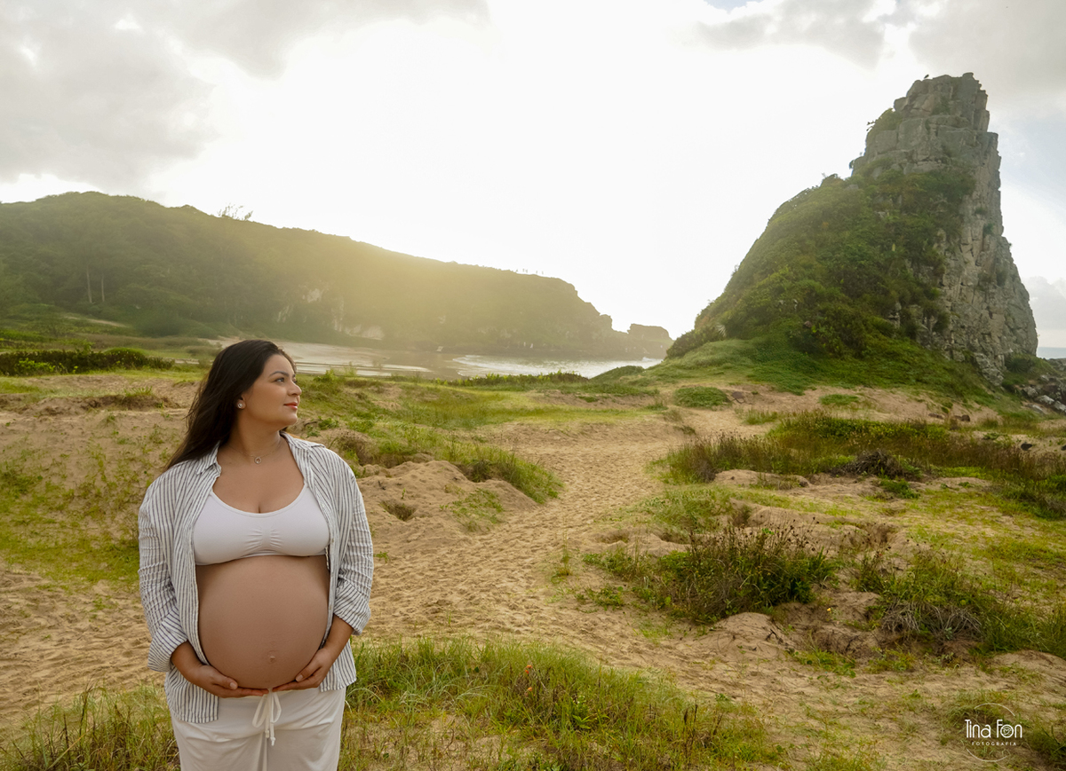 Tina fon fotografia, ensaio gestante+torres+nascer do sol+praia da guarita