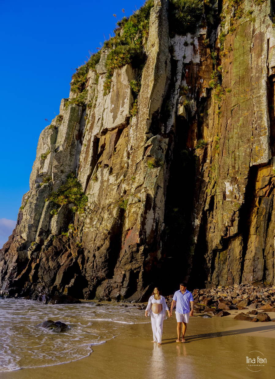 Tina fon fotografia, ensaio gestante+torres+nascer do sol+praia da guarita
