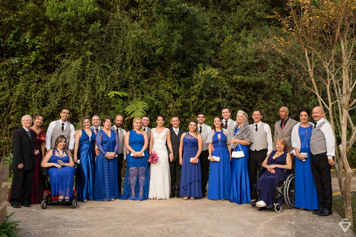 retrato da família reunida no casamento