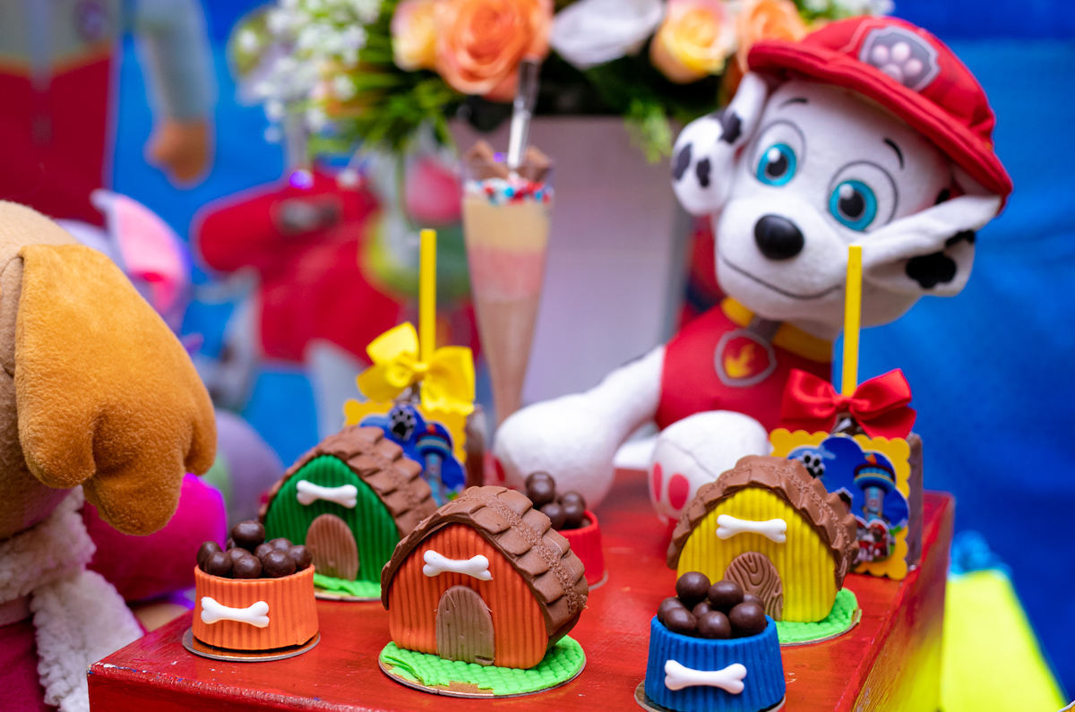 decoração-doces personalizados-patrulha canina-aniversário infantil- Miguel 3 anos-salão clima de festa-vila da penha
