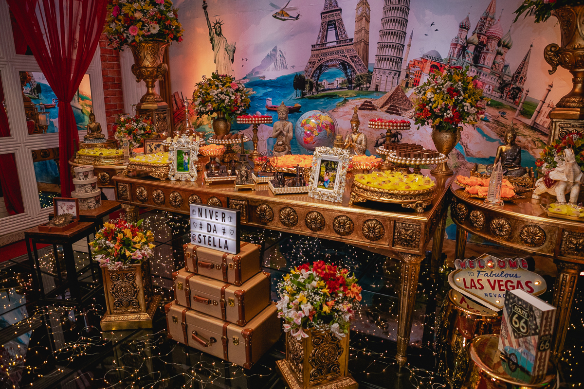 Casa de festas Happy Day 2-Decoração- Luxo-Debutante Stella-volta ao mundo