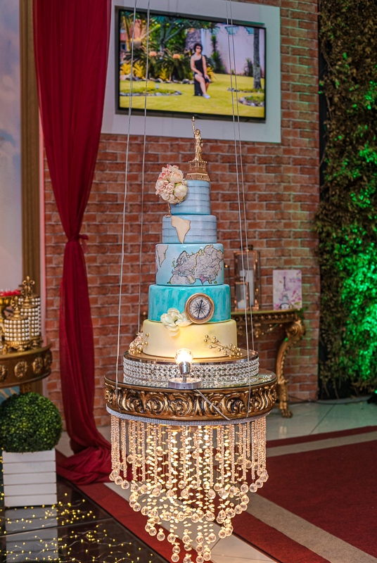 bolo temático-volta ao mundo-Debutante Stella-Casa de festas Happy Day 2