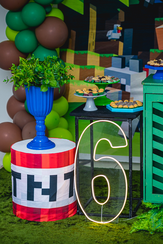 Aniversário temático Minecraft-6 anos do Heitor-Condomínio Caribbean Village - Recreio  
