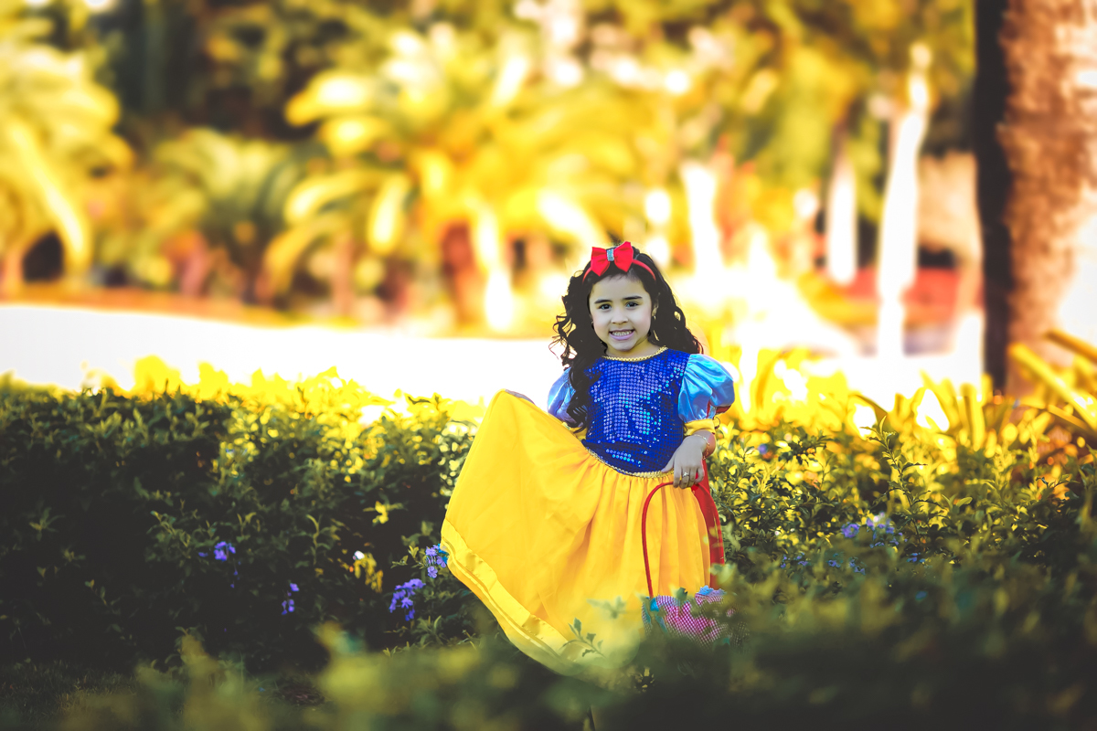 Ensaio Branca de neve no jardim