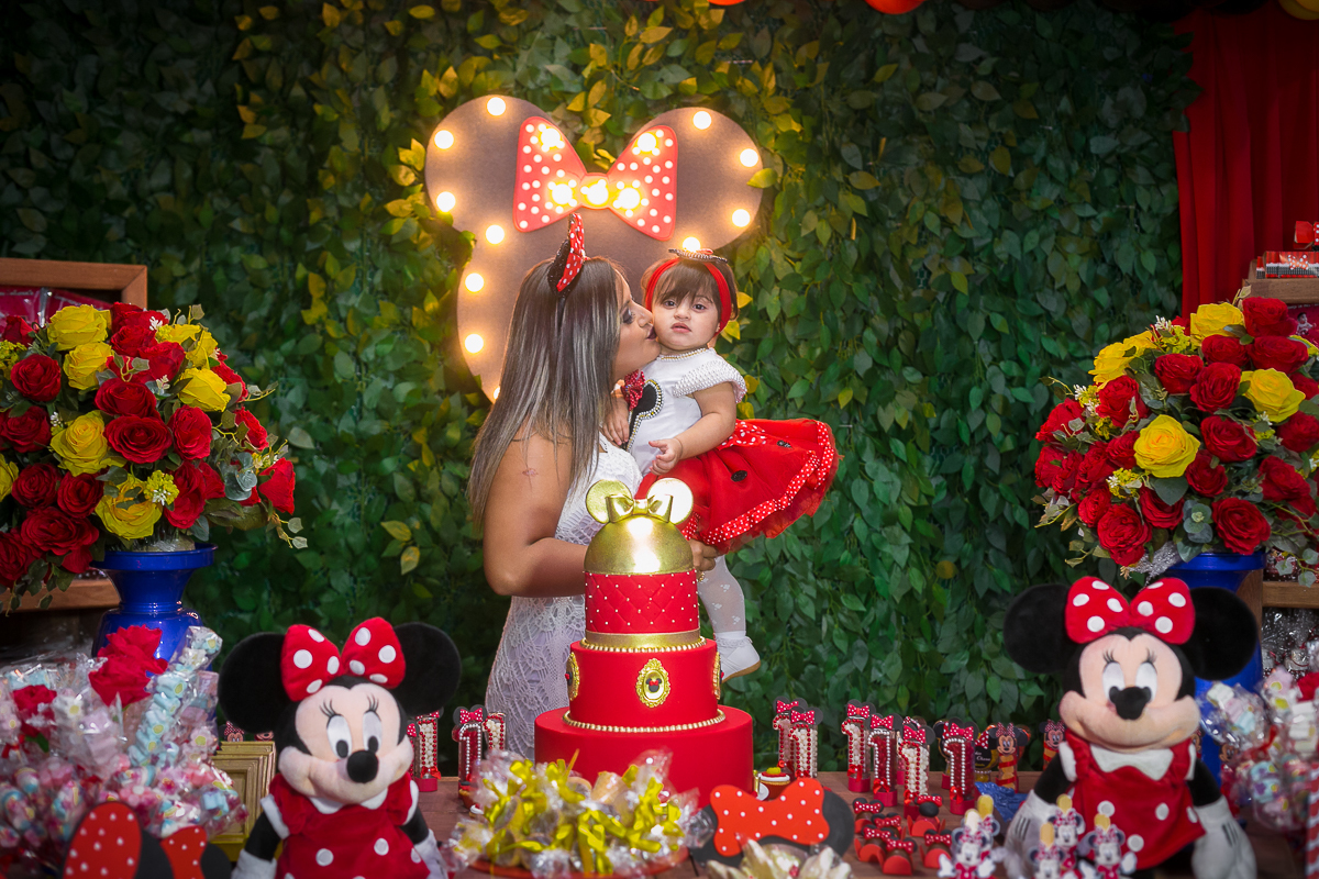 Fotografia infantil festa 1 ano minie vermelha