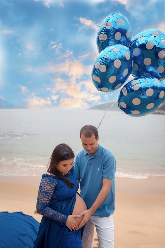 Ensaio externo grávida na praia