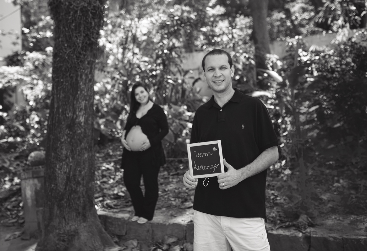 Ensaio externo gestante com quadrinho