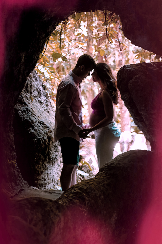 Book fotográfico  de gestante junto com esposo