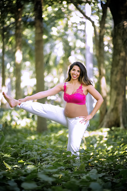 Fotografia de gestante em book externo no Parque Laje