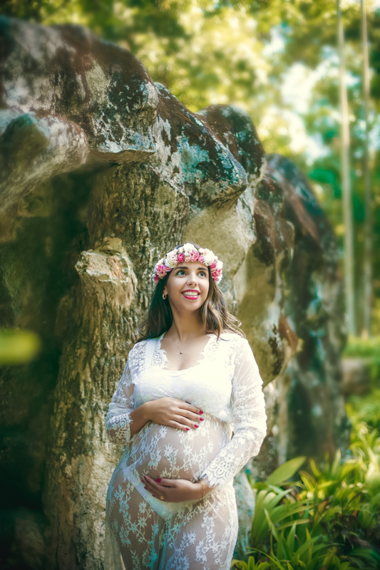 Ensaio de gestante na Gruta do Parque Lage