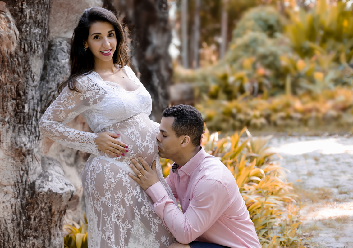 Fotografia de gestante em ensaio no Parque Lage