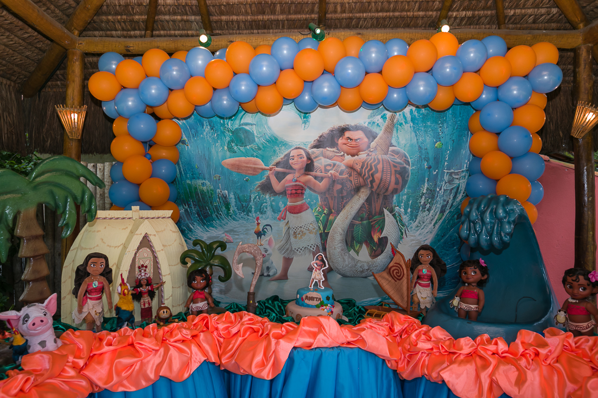 Decoração Tema Moana em Espaço Família Grill