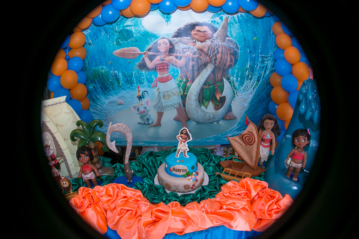 Decoração Moana Aventureira em espaço Família Grill