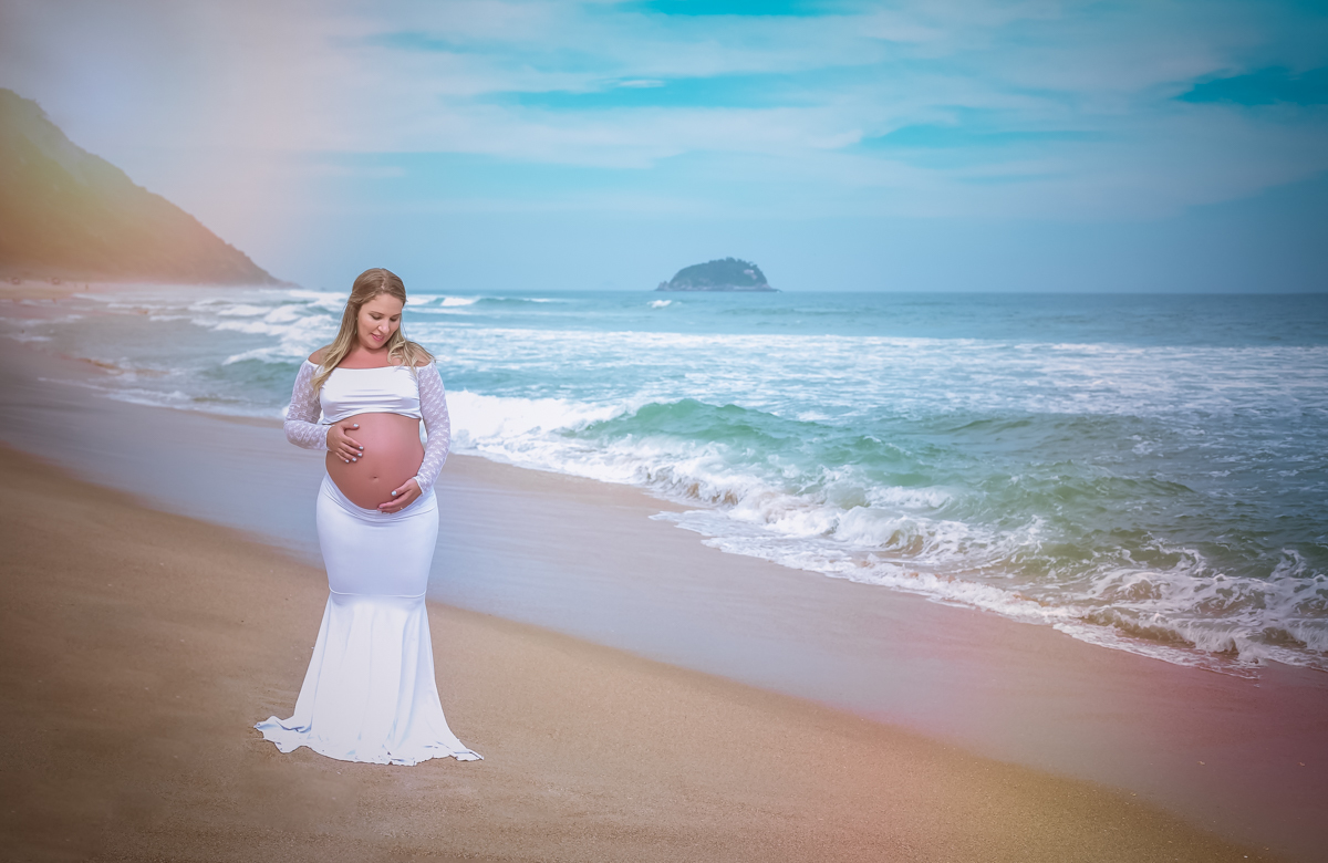 Ensaio externo gravida na praia