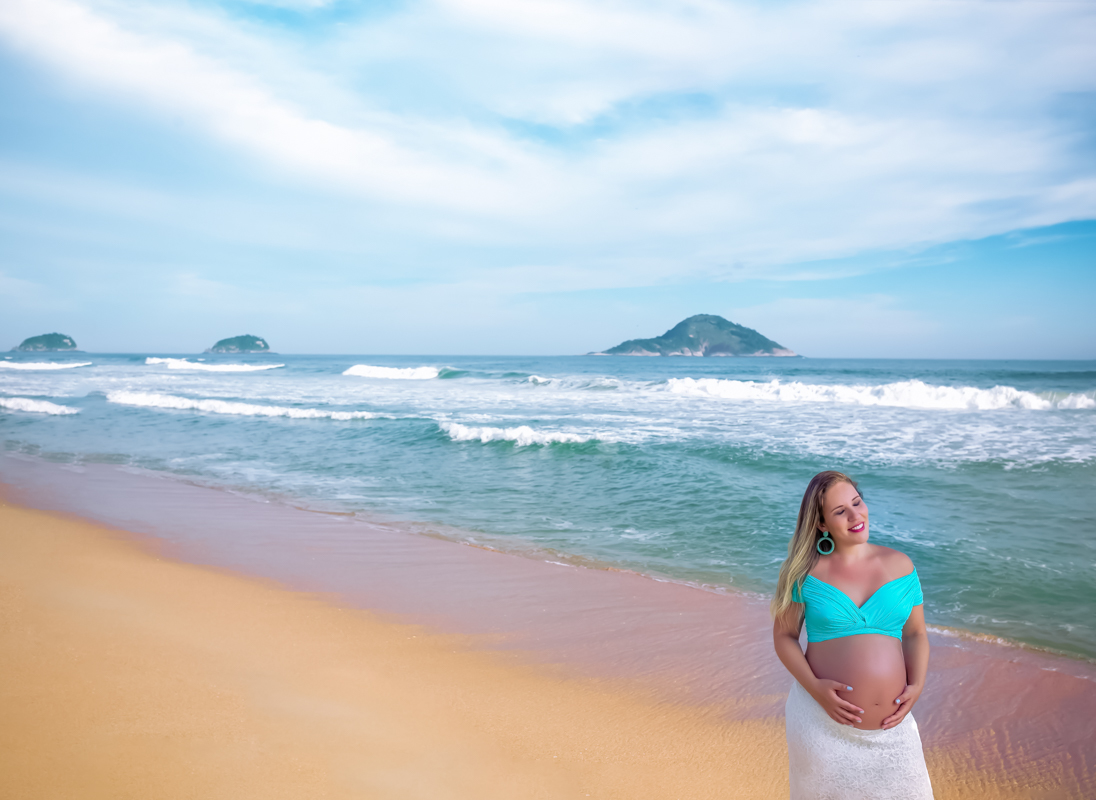 Ensaio externo gestacional na praia