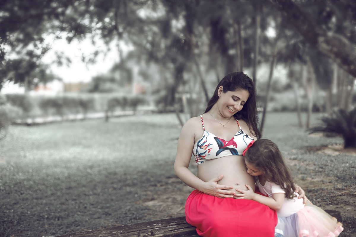 Foto de gestação com participação do filho mais velho