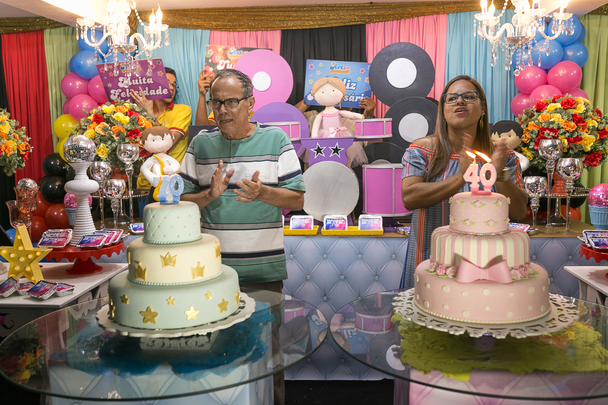 Decoração festa dupla anos 80 em Kids Festas