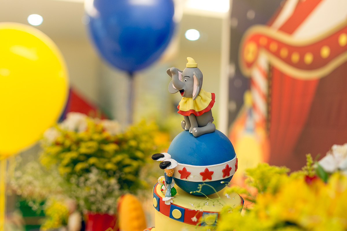 Bolo tema circo em festa no condomínio Origami RJ