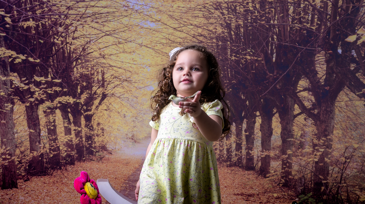 Ensaio em estúdio tema Floresta encantada 