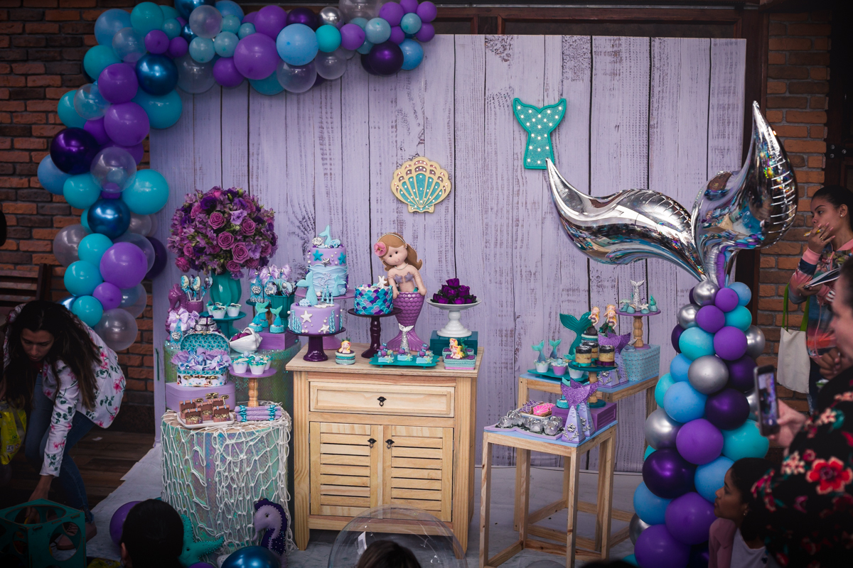 Mesa Tema Sereia em espaço festa João e Maria-RJ