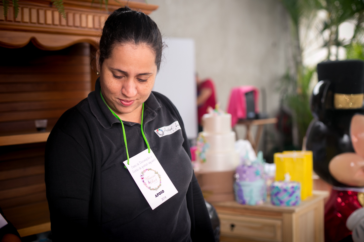 Recepção para credenciamento no Workshop Wanessa Mark em espaço Festa João e Maria