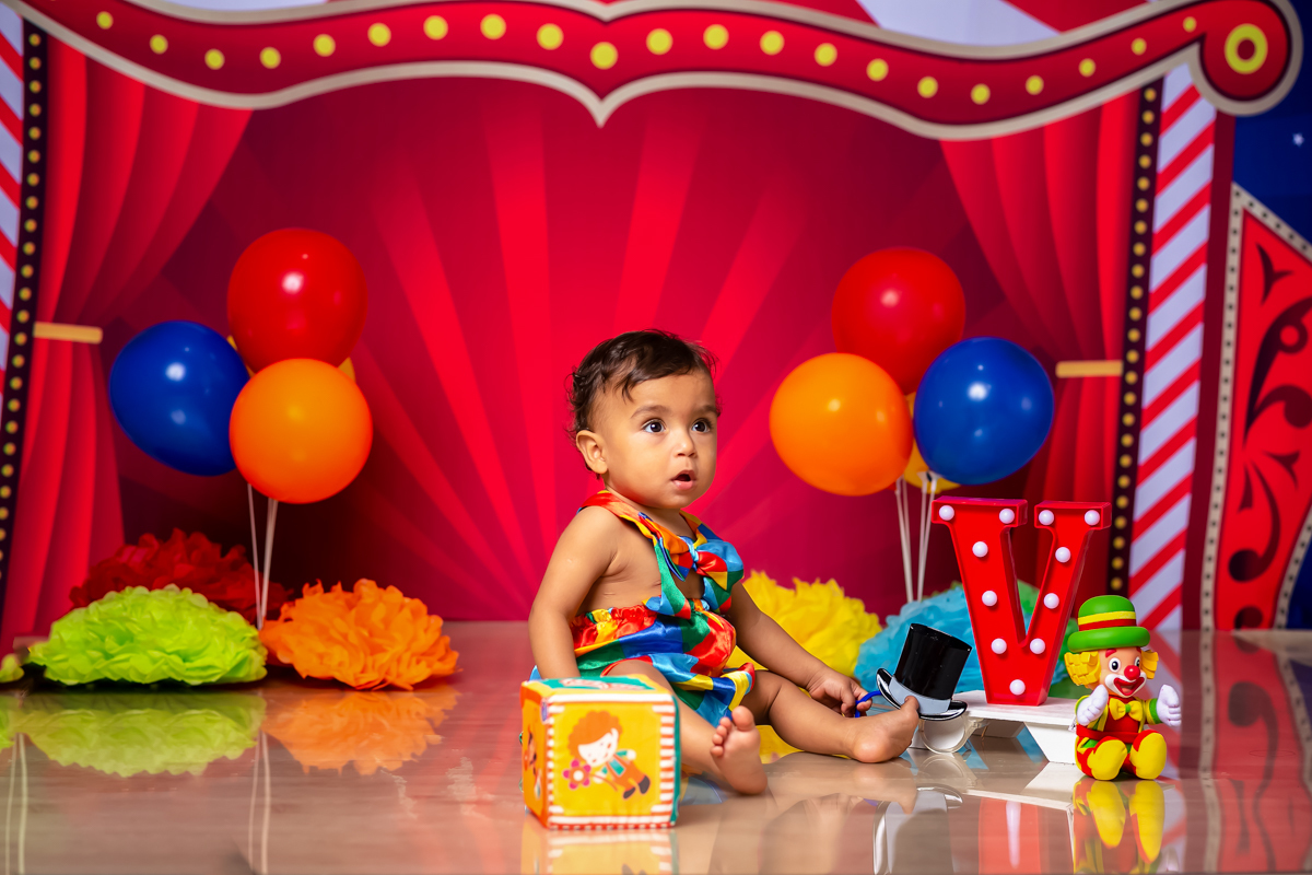 Fotografia em estúdio ensaio infantil de Circo