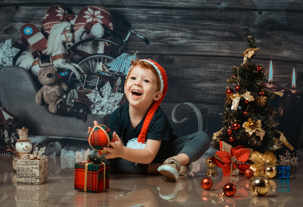 Ensaio fotográfico natalino infantil em estúdio
