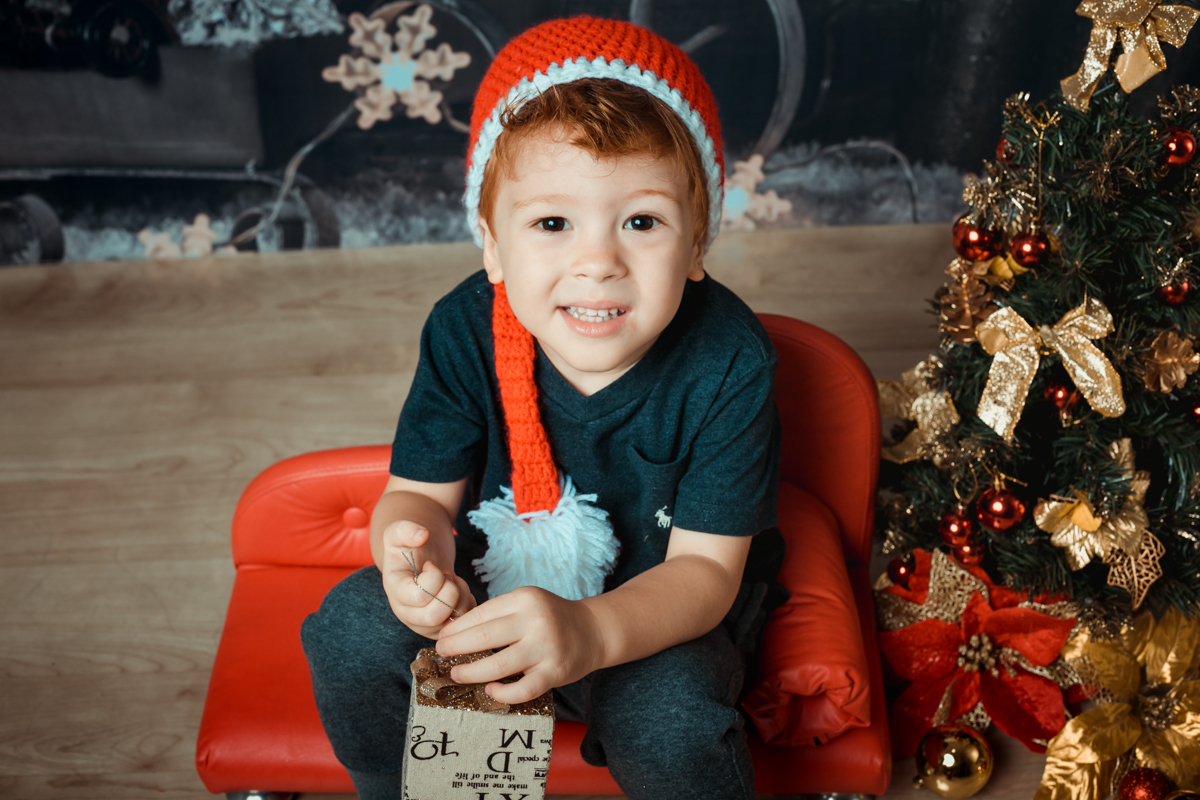 sessão fotográfica de Natal infantil