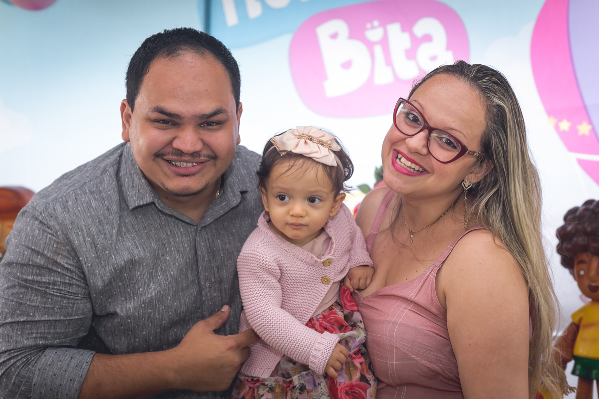 Fotografia em família em festa de 1 ano da 