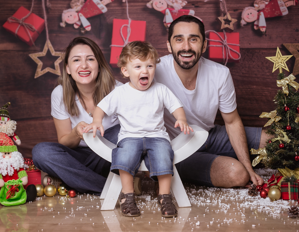 Ensaio fotográfico de família temático natal