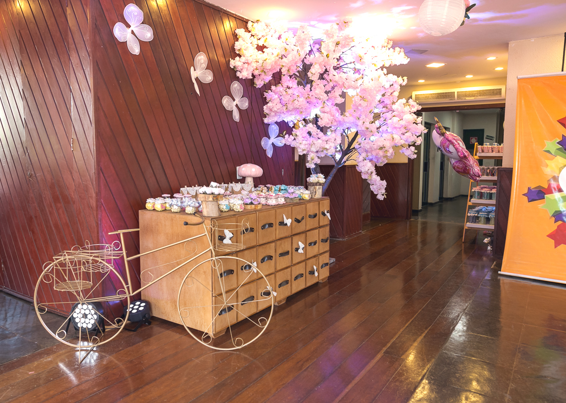 Decoração de luxo com cenografia em festa temática em condomínio pontões da barra/RJ