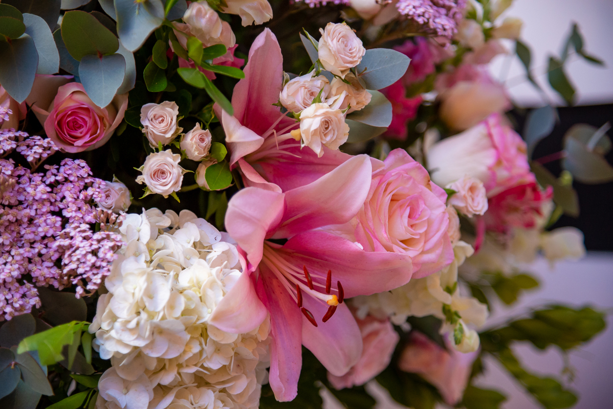 Flores em decoração de casamento  em churrascaria Baby Beef-RJ
