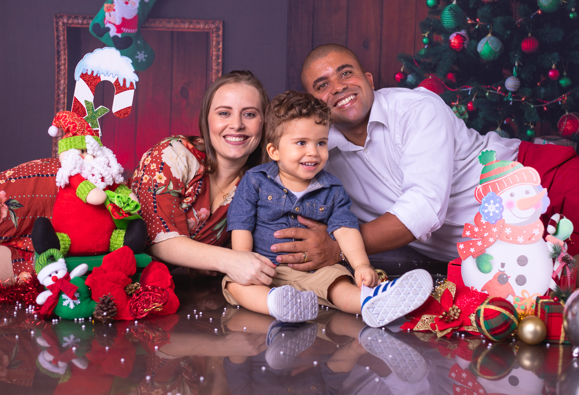 fotografia de família em ensaio de natal em estúdio