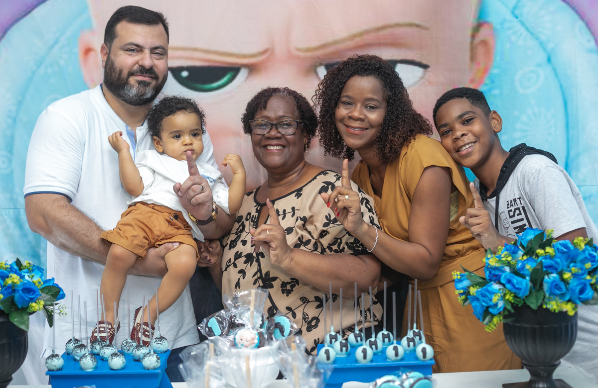 fotografia de família em festa de 1 ano Matheus em casa de festas Tude World