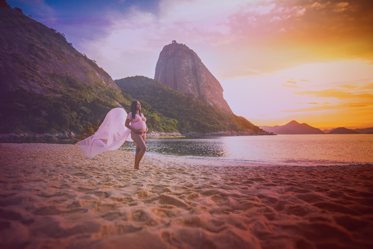 ensaio de gestante na praia vermelha-urca-rj