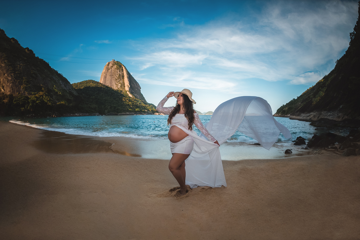 Book Gestante – Ensaio Gestante Externo Júlia -Praia Vermelha, RJ