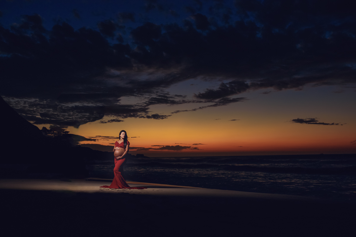 ensaio de gestante-por do sol-prainha-rj-amanhecer do dia