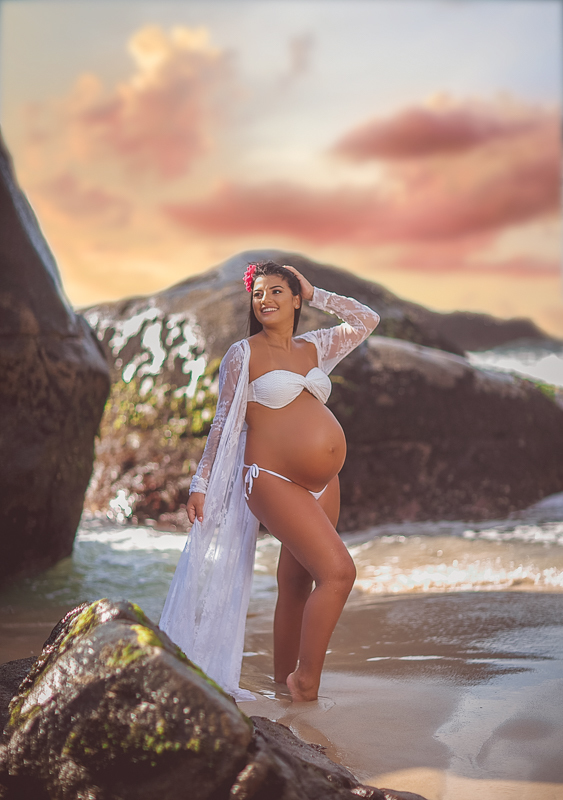 ensaio gestante na praia-rj