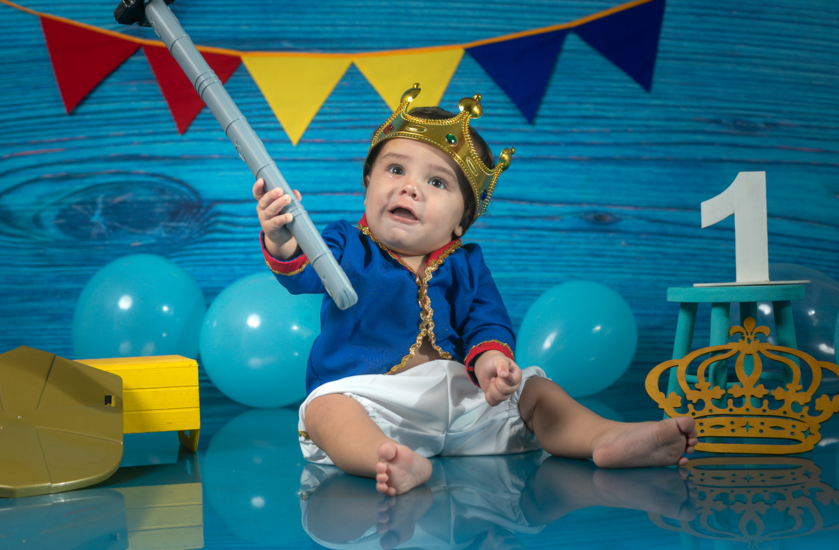 Book fotográfico infantil-Smash the cake-Rei  Arthur