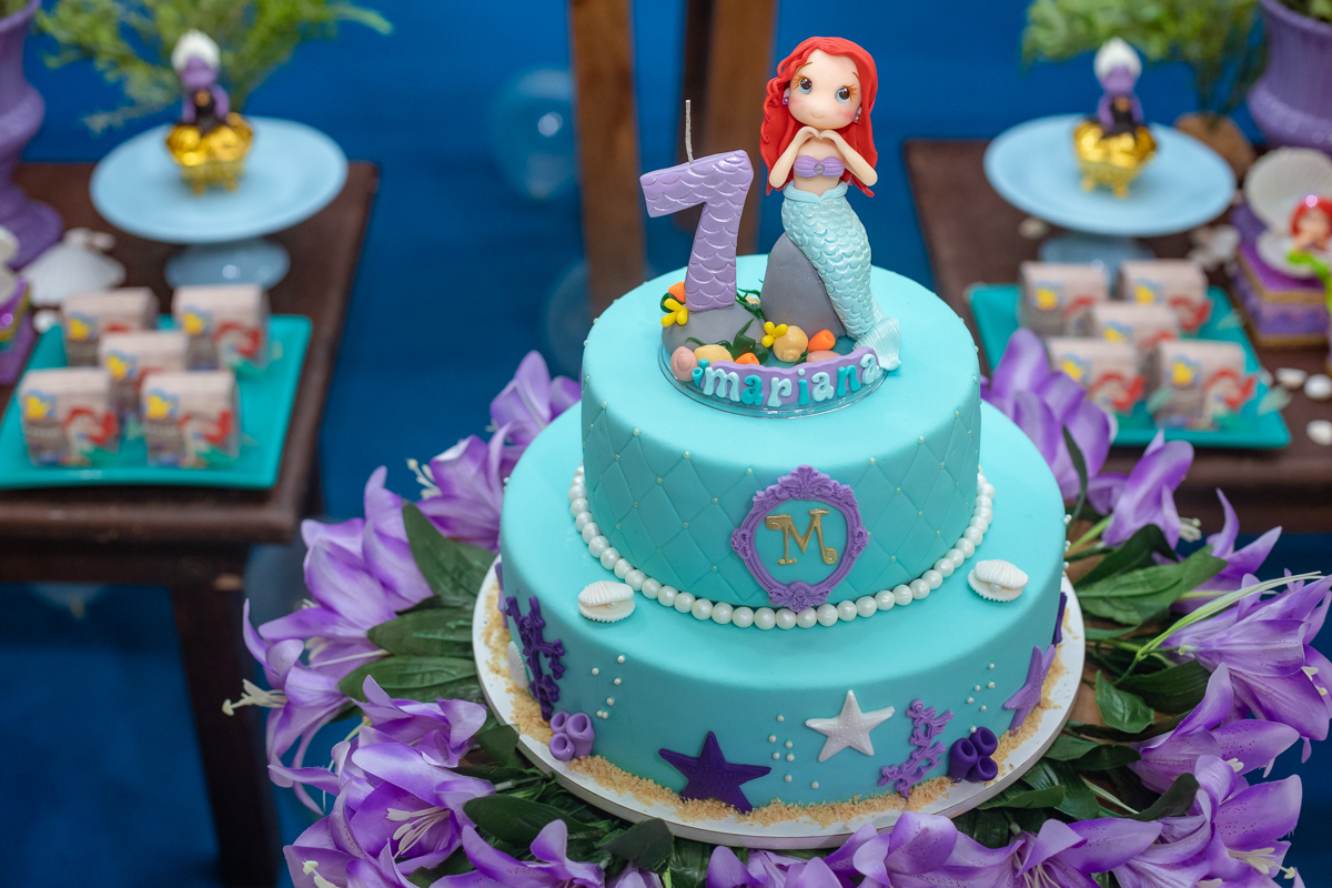 Bolo decorado 2 andaras tema pequena sereia-CT SUPER INFANTIL-irajá-rj