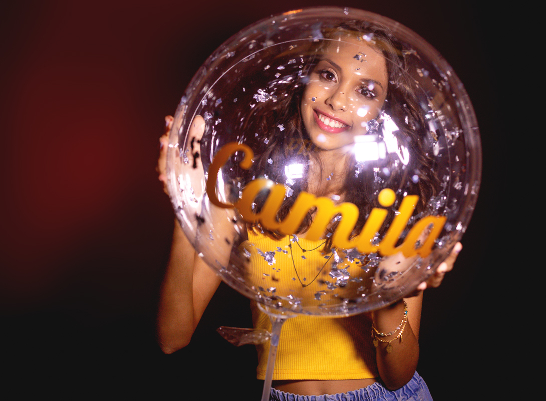 ensaio com bubble transparente-debutante Camila Knupp em estúdio-rj-zona norte