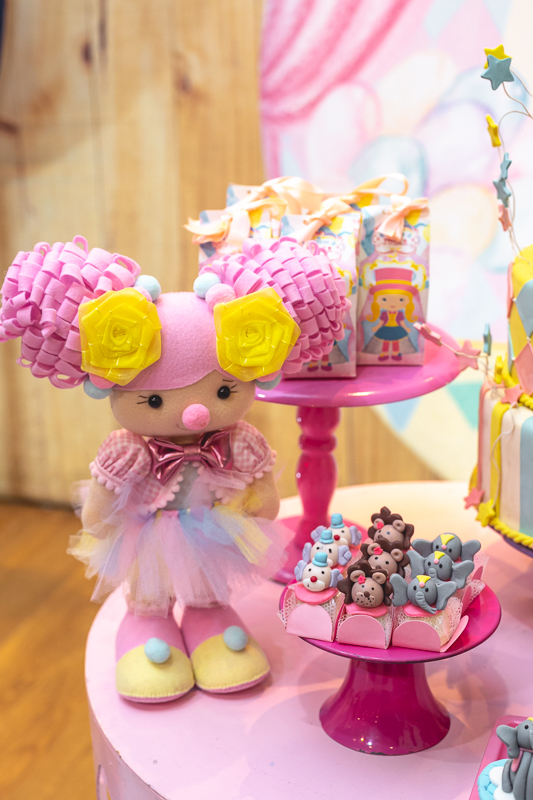 mesa circo rosa palhacinha-decoração-fotografia festas infantil-salões na zona oeste-rj-casa de festas brincadeira é coisa séria RJ