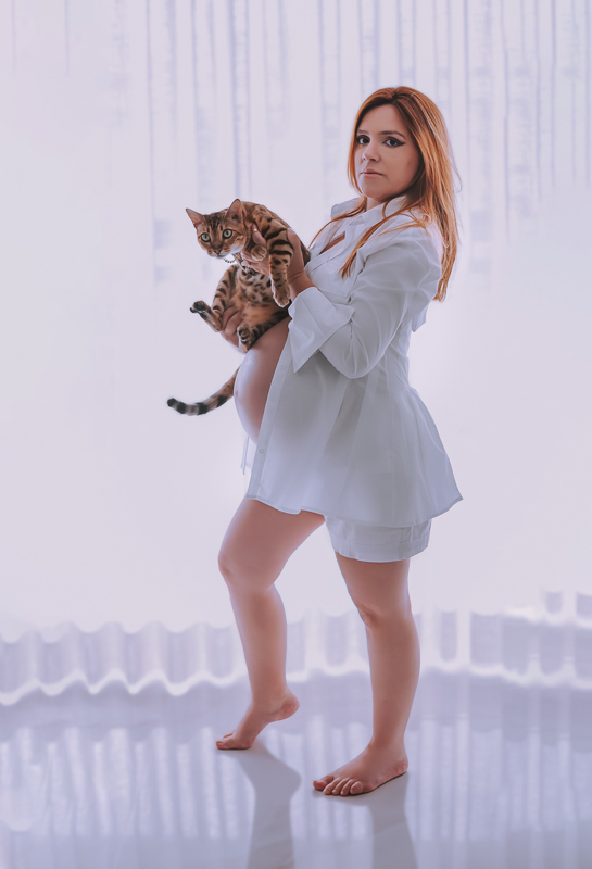 ensaio de gestante fotográfico em casa-intimista-recreio dos bandeirantes-pet gato