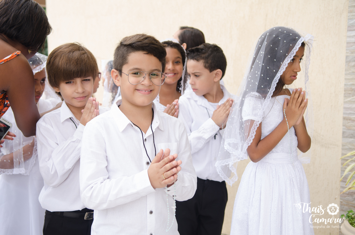 Primeira comunhão, Registro de comunhão, fotografia religiosa, fotografia cristã, primeira eucaristia, Thaís Camara, Thais Camara fotografia, Rio de Janeiro, RJ