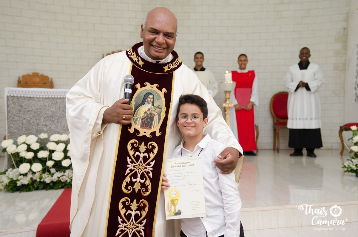 Primeira comunhão, Registro de comunhão, fotografia religiosa, fotografia cristã, primeira eucaristia, Thaís Camara, Thais Camara fotografia, Rio de Janeiro, RJ