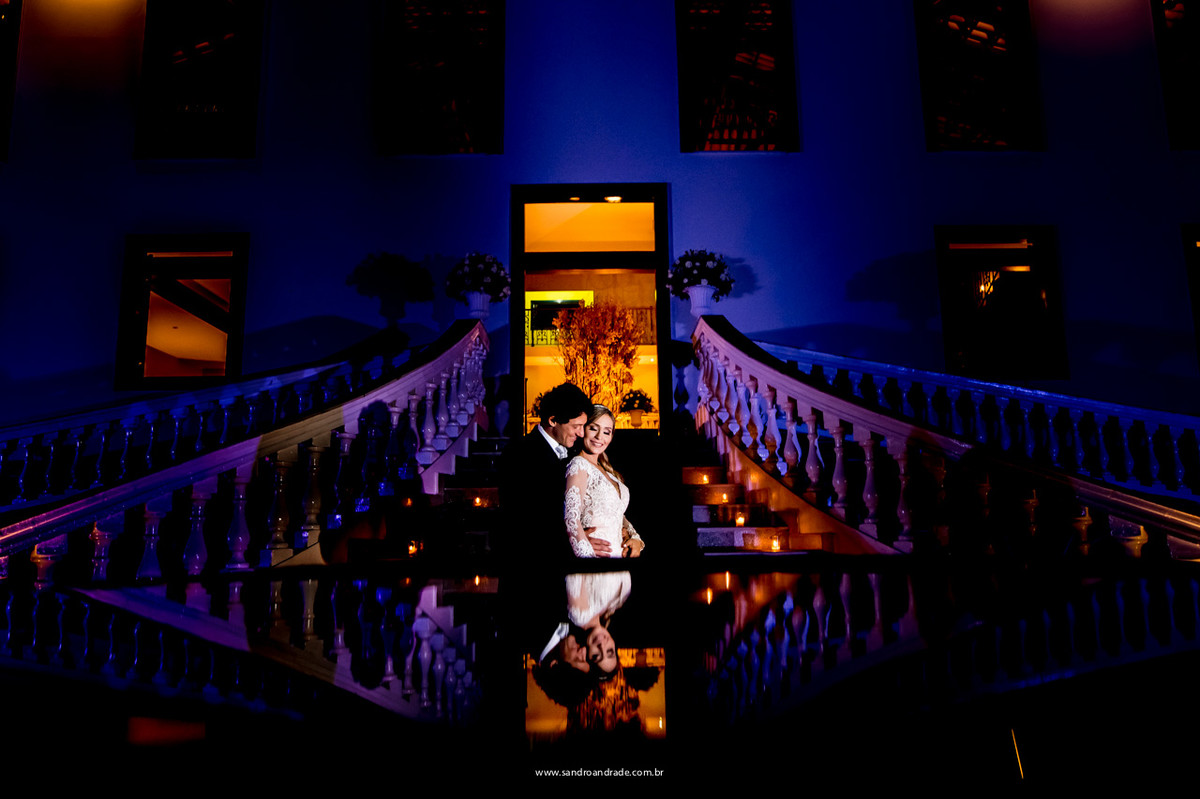 Fotografia com a arquitetura do local do casamento.