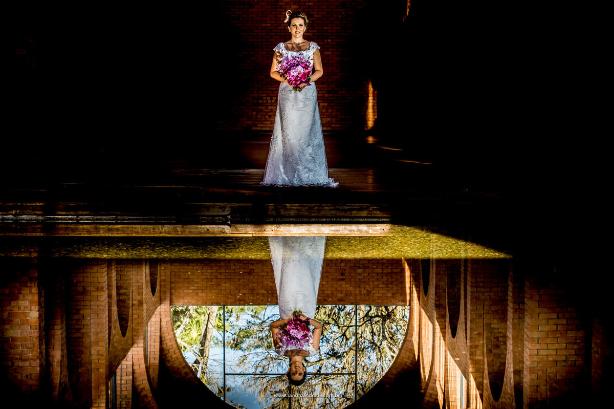 Lindo espelho d'água, da noiva Rachel em sua previa de noiva