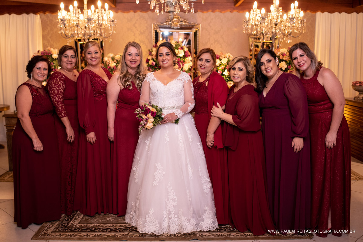 vestido de madrinhas da noiva de marsala