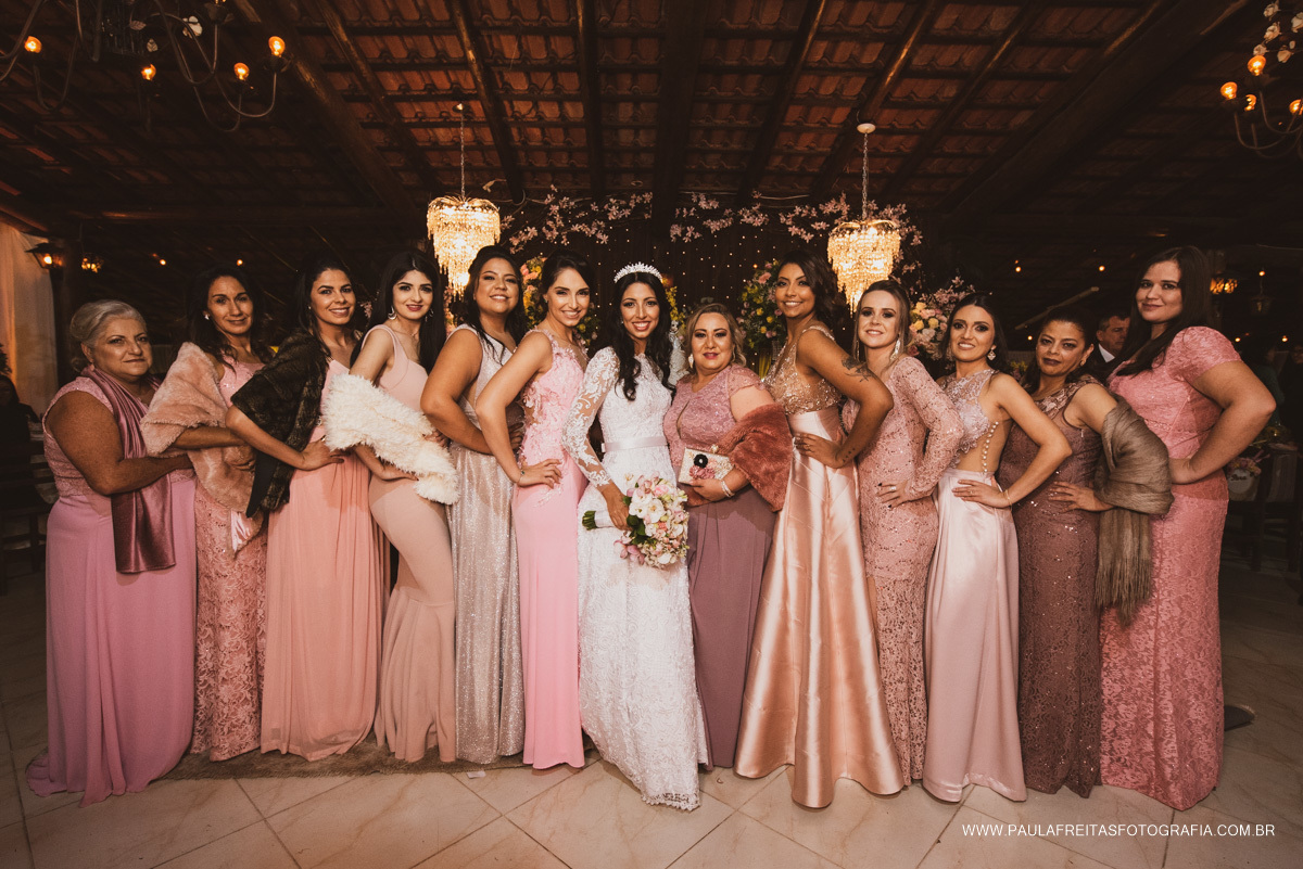 Madrinhas de vestido rosa